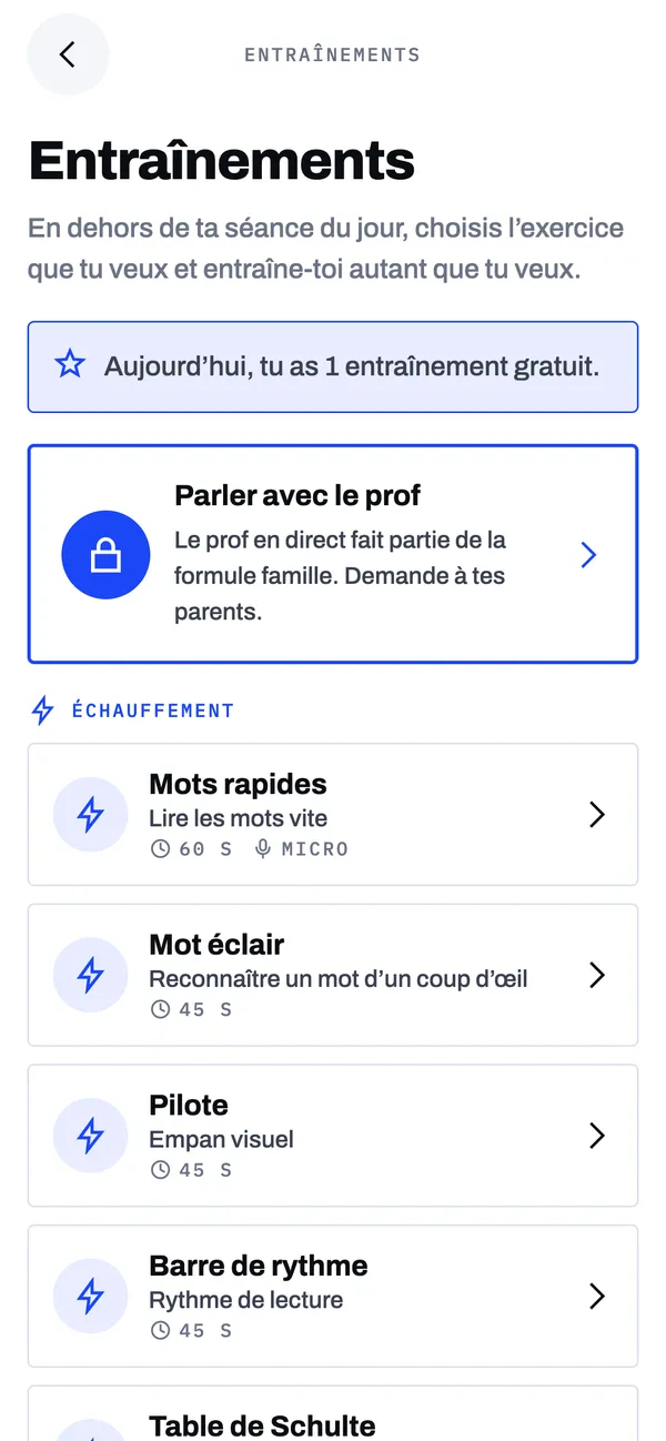 Entraînement libre