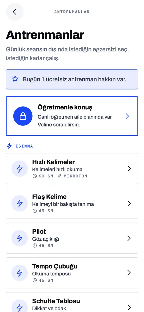Serbest antrenmanlar